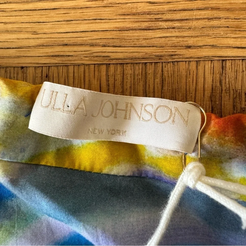 NWT Ulla Johnson 4 Nora Skirt Tuck Shara Hughes Ruffle Slit Abstract Art To Wear